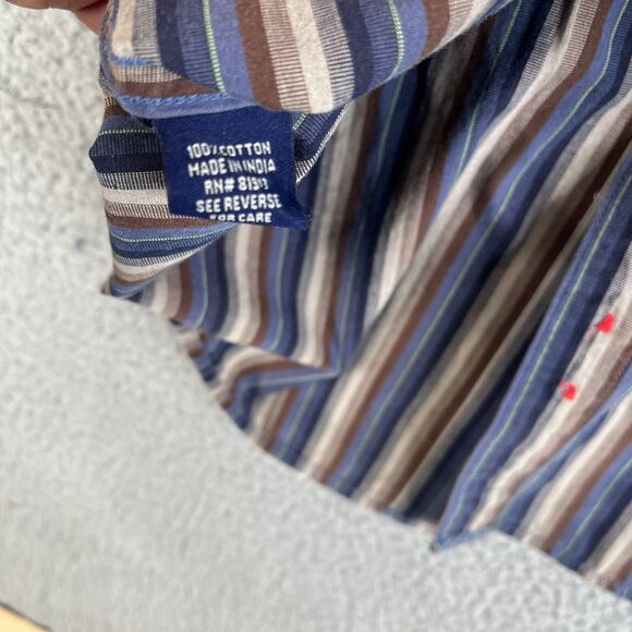 Robert Graham Shirt Mens L Gray Blue Striped Button Long Sleeve Flip Cuff Pocket - Picture 8 of 11